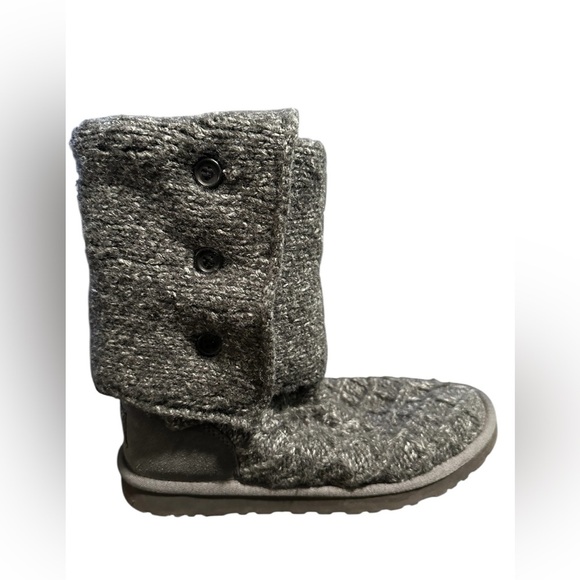 UGG Lattice Cardy Shearling Footbed Gray Knit Sweater Tall Boot Women 8 US 3066 - Picture 5 of 9